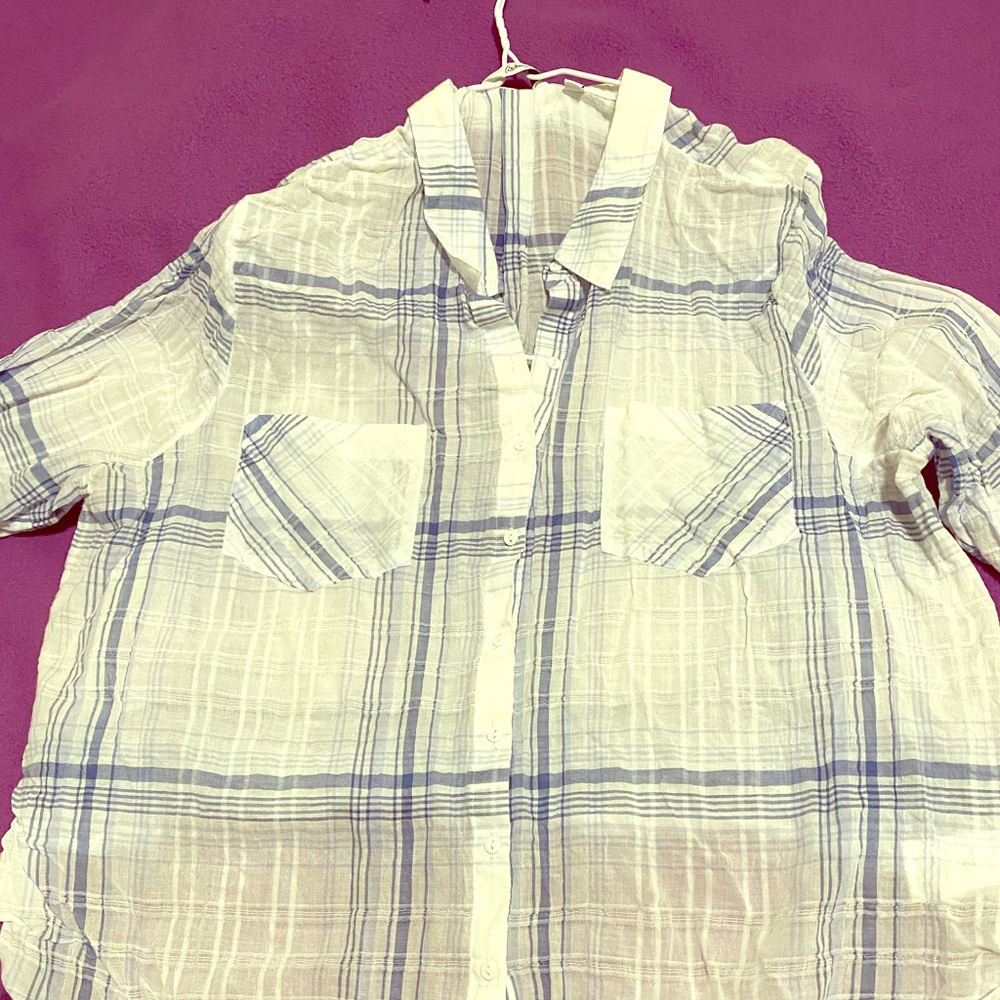 White and blue stripes blouse